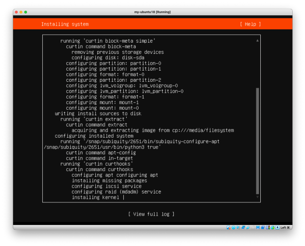 Visual showing The installation will now run and may take several minutes: