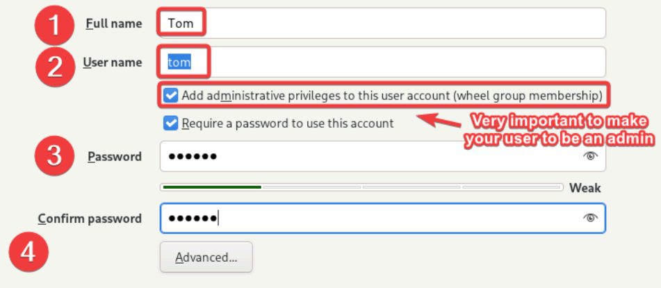 Visual showing Enter user details (username and password):