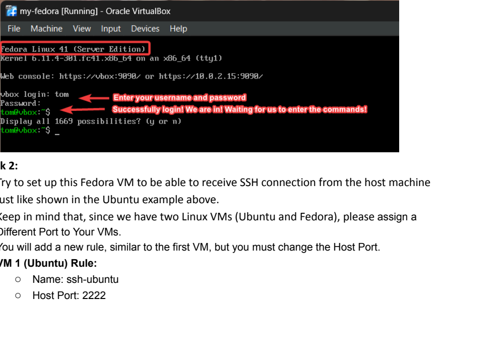 Visual showing Enter the username and password correctly: