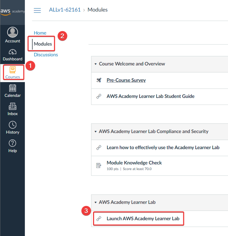 Visual showing Select the Learner Lab item.