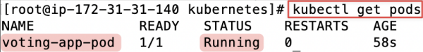 Screenshot illustrating kubectl get pods