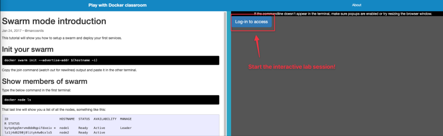 Screenshot illustrating 5. [Bonus] Docker Swarm Online Lab from Docker