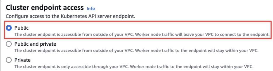 Screenshot illustrating where the API is only accessible from within the VPC.