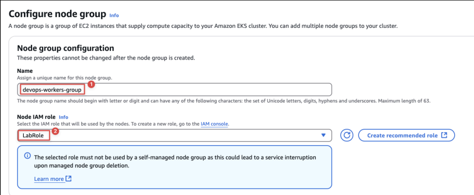 Screenshot illustrating AmazonEKSWorkerNodePolicy (e.g., to communicate with the control plane).