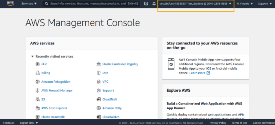 Screenshot illustrating restart when you start the lab again. Press Start if you need to start up a new lab session.