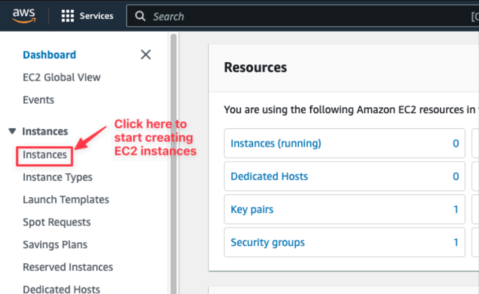 Screenshot illustrating First, let's open the AWS console: