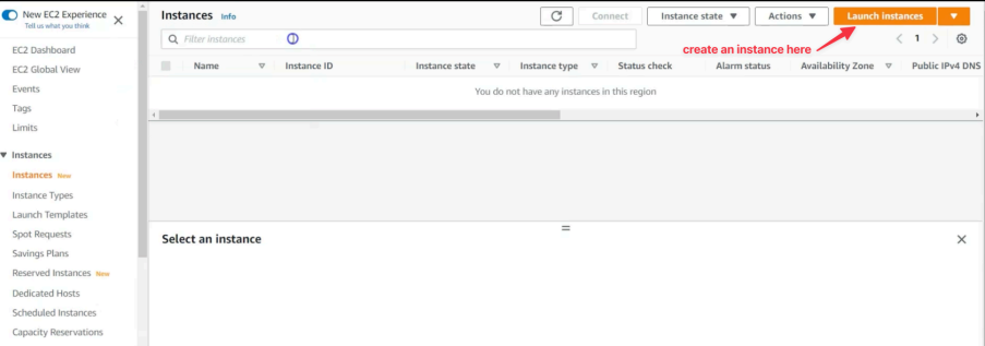 Screenshot illustrating First, let's open the AWS console: