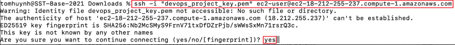 Screenshot illustrating that new SSH connection to known hosts: