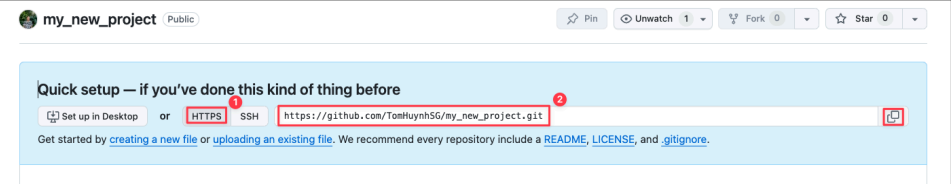 Screenshot illustrating Note: You can find the HTTPS URL of your GitHub repo here: