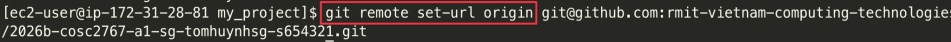 Screenshot illustrating git remote set-url origin git@github.com:rmit-vietnam-computing-technologies/<your-assigned-repository-name>.git