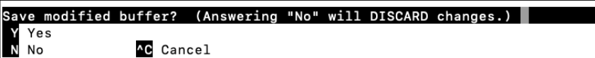 Screenshot illustrating Press Ctrl+X, then Y, then Enter to save the file under the same name.