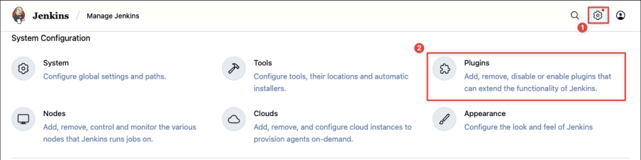 Screenshot illustrating It's time to install Git plugins on Jenkins GUI, go to manage plugins in Jenkins: