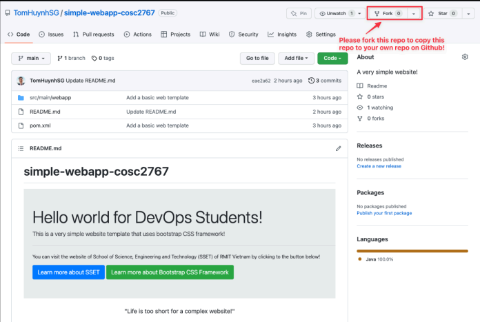 Screenshot illustrating the same copy of this repo on your own GitHub: