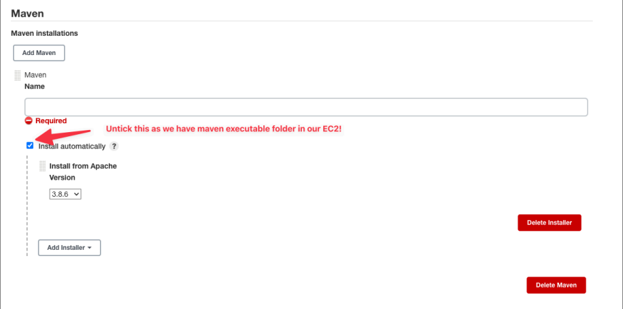 Screenshot illustrating Secondly, let’s tell Maven plugin where is the path of Maven in our EC2 instance: