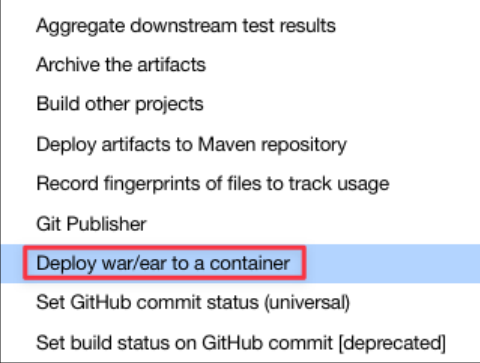 Screenshot illustrating Post-build Actions (steps that run after a successful build):
