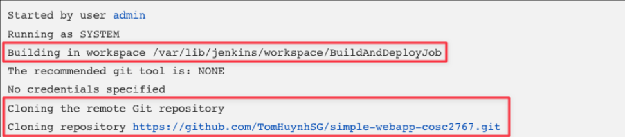 Screenshot illustrating Let’s look at the build log and try to understand it: