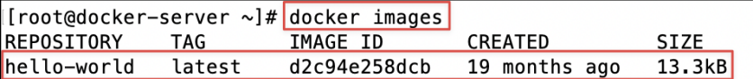 Screenshot illustrating docker images