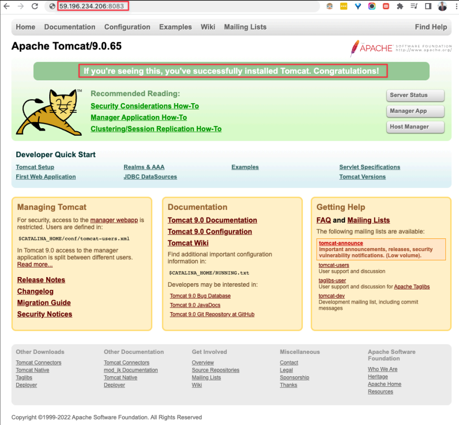 Screenshot illustrating Let's check the browser again with the port 8083: