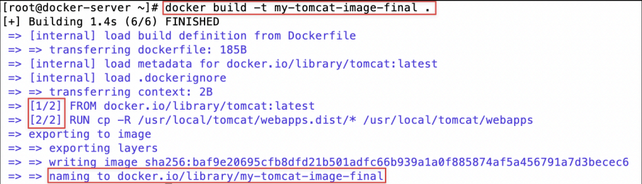 Screenshot illustrating docker build -t <image_name> <dockerfile_location>