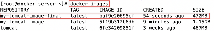 Screenshot illustrating docker images