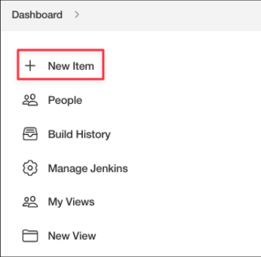 Screenshot illustrating Now, let’s create a new job item: