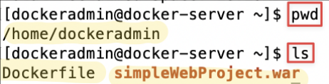 Screenshot illustrating Dockerfile to build a new tomcat image from it: