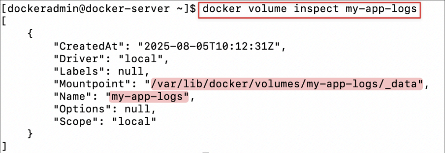 Screenshot illustrating shows you where on the host machine the data is actually stored.