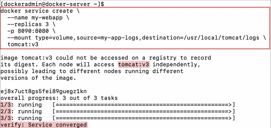 Screenshot illustrating tomcat:v3