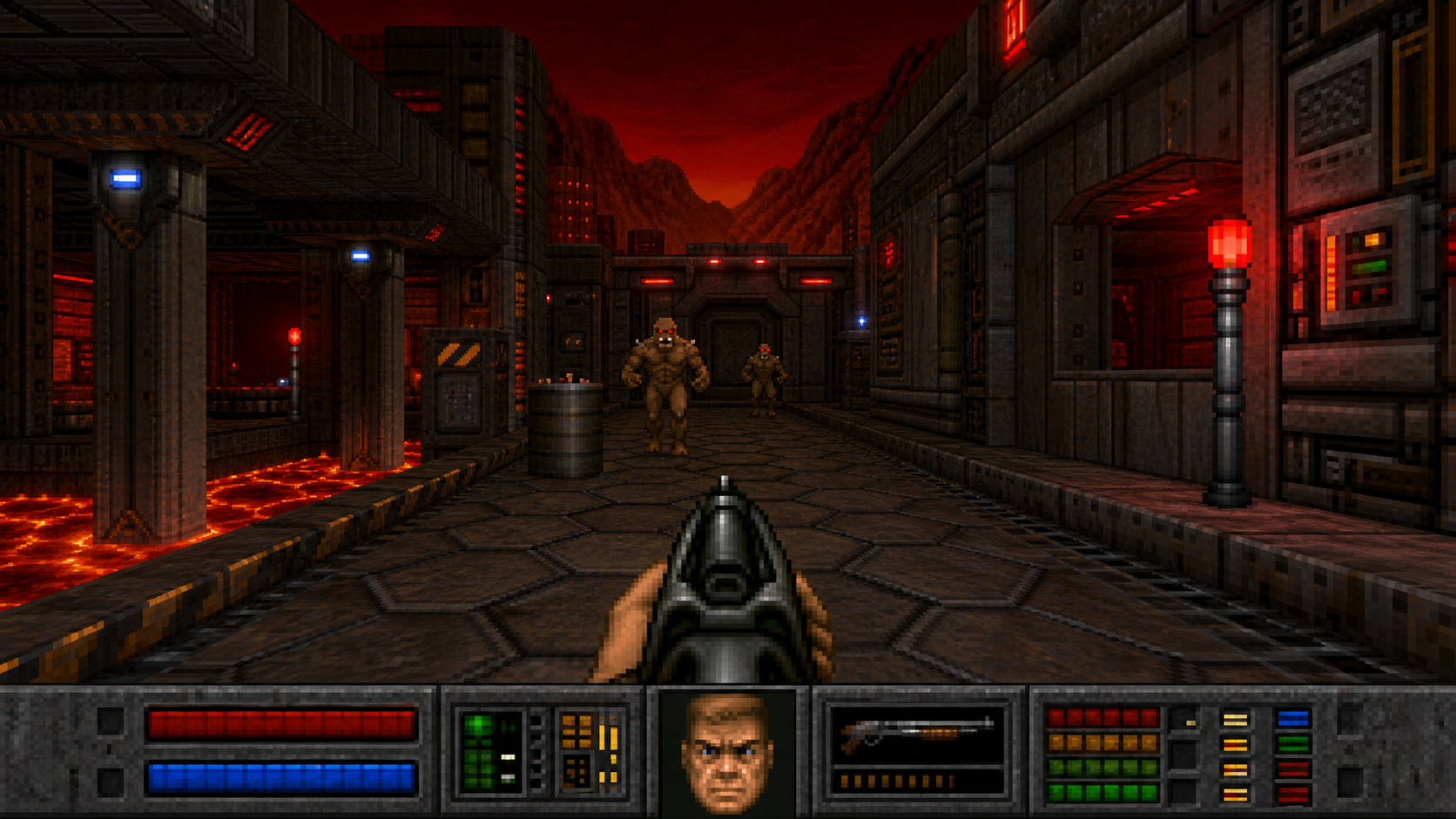 Illustrative retro first-person shooter preview for the Doom container activity