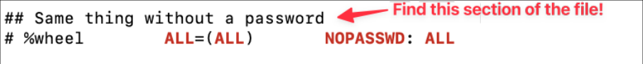Screenshot illustrating commands without entering a password.
