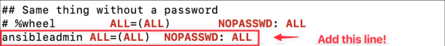 Screenshot illustrating nano /etc/sudoers (2 of 2)