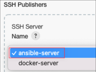 Screenshot illustrating want to change from docker-server to ansible-server: