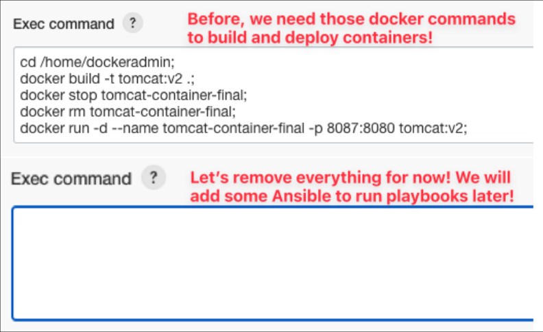 Screenshot illustrating want to change from docker-server to ansible-server: