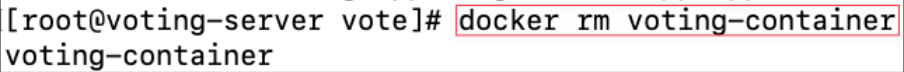 Screenshot illustrating docker rm <container_id or container_name>