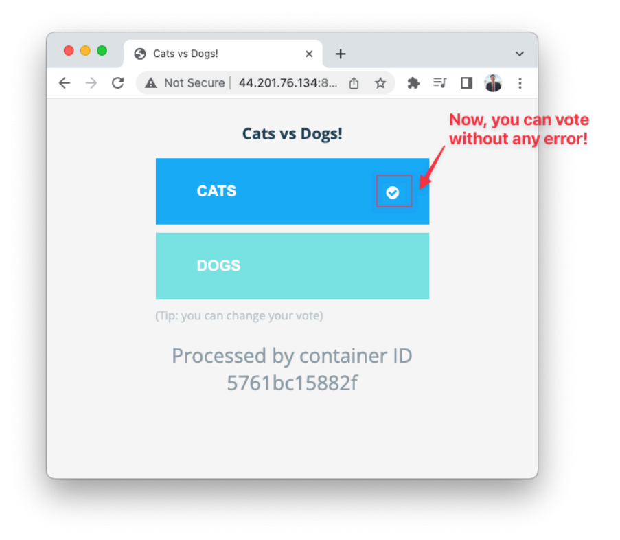 Screenshot illustrating Let’s open the website via the port 8080 on your browser: