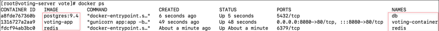 Screenshot illustrating docker ps