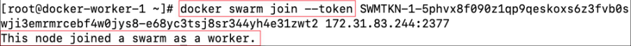 Screenshot illustrating Let’s add the docker-worker-1 back to the swarm again!