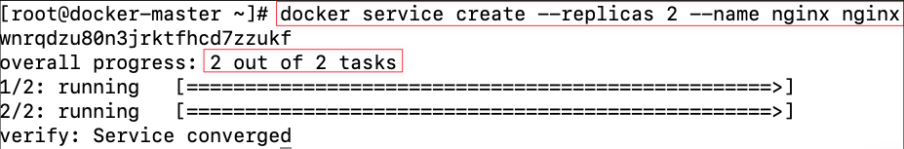 Screenshot illustrating docker service create --name nginx –=--publish published=8080,target=80 nginx